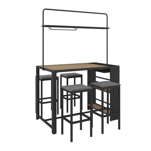 Ambia Garden Gartenbarset, Grau, Dunkelgrau, Teak, Holz, Metall, 5-teilig, Eukalyptusholz, Hartholz, Füllung: Komfortschaum, Gartenmöbel, Gartenmöbel-Sets