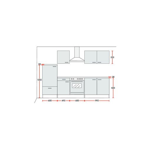 Küchenblock ohne Elektrogeräte Classic 270 cm in lava matt