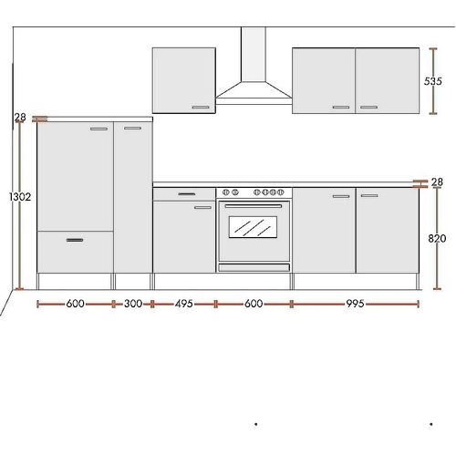 Küchenblock ohne Elektrogeräte Classic 300 cm in lava matt