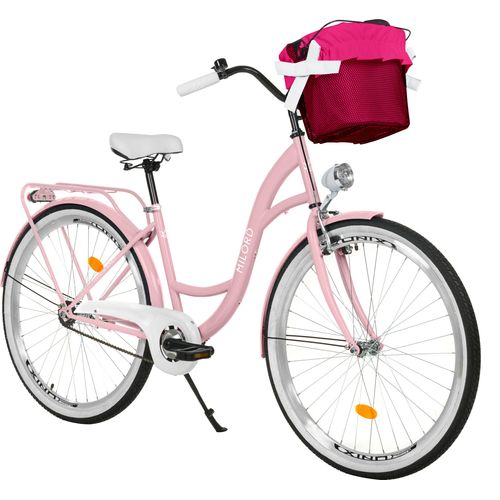 Milord Komfort Fahrrad Mit Korb Damenfahrrad, 26 Zoll, Rosa, 1 Gang