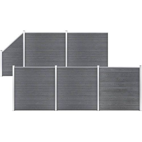 WPC Zaun-Set 5 Quadrate + 1 Schräge 965x186 cm Grau