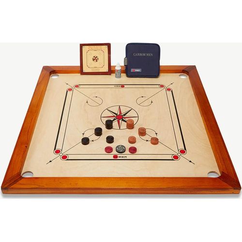 Ubergames – Carrom – Offiziell 74 x 74 cm – Mit Tragetasche – ®Entworfen in UK – Hergestellt in Indien
