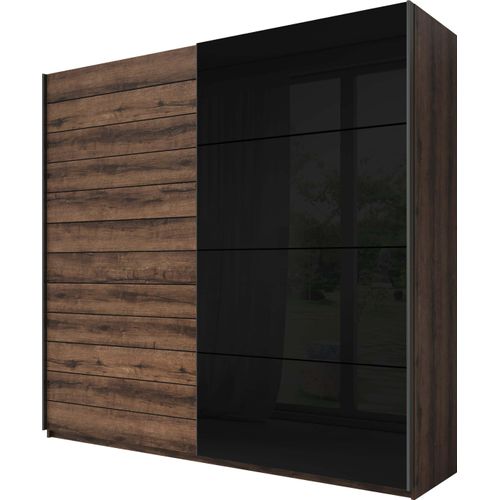 Schrank SÁRA mit schwarzem Glas 200 cm, Eiche Monastery