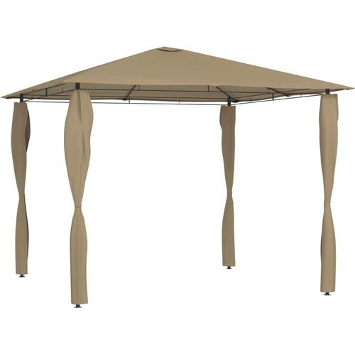 Pavillon mit Pfostenabdeckungen 3x3x2,6 m Taupe 160 g/m²