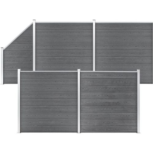 WPC Zaun-Set 4 Quadrate + 1 Schräge 792x186 cm Grau