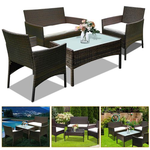 Gartenmöbel Gartenset Gartenlounge Rattanmöbel Sitzgruppe Garnitur Balkon braun