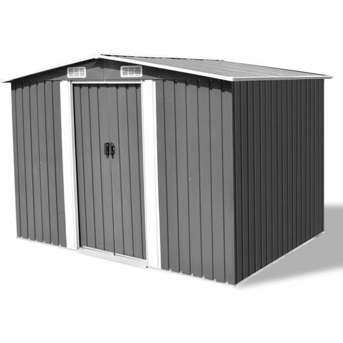 Möbel Gartenschuppen Grau Metall 257 x 205 x 178 cm - Geräteschuppen 42907