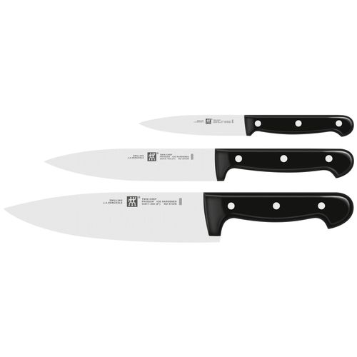 Messer-Set ZWILLING "TWIN Chef 2", schwarz, Stahl, Kochmesser-Sets, Sonderschmelze, Ergonomisch, Robust, Langlebig
