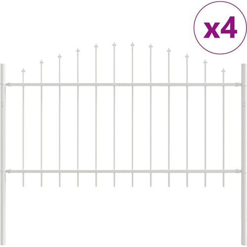 Gartenzaun 4 pcs Weiß 170 x 140 cm Pulverbeschichteter Stahl
