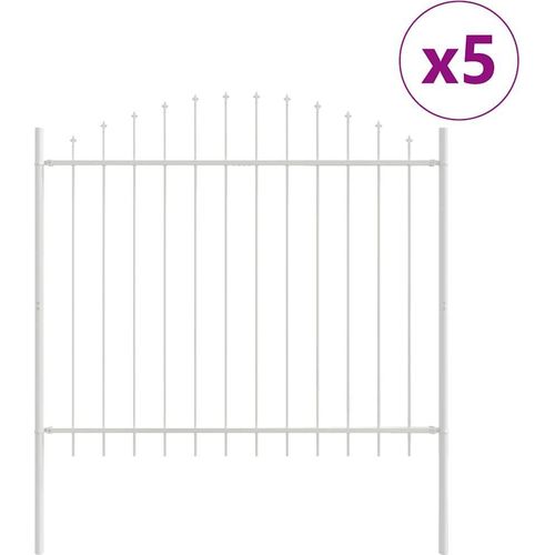 Gartenzaun 5 pcs Weiß 170 x 165 cm Pulverbeschichteter Stahl