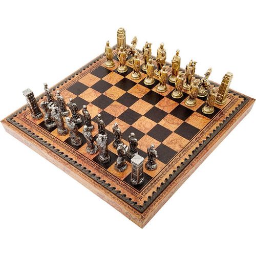 ITALFAMA 3-IN-1 SET "RÖMER vs BARBAREN" - SCHACH + DAME + BACKGAMMON