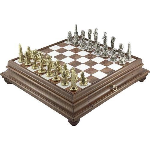 s italienisches Schachset Italfama aus Holz und Marmor 47x47 cm