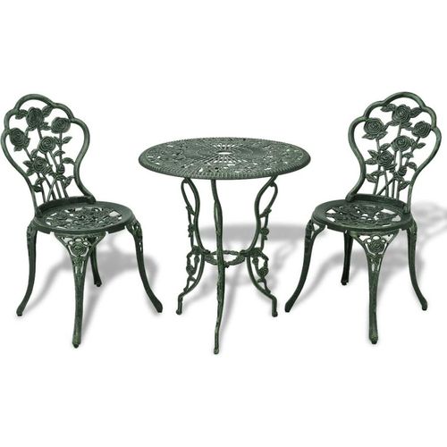 3-tlg. Bistro-Set Aluminiumguss Grün