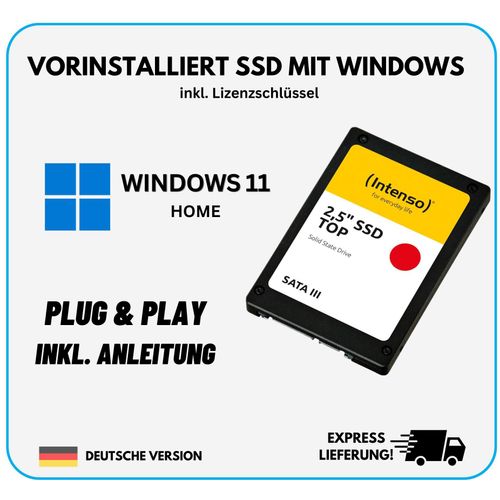 1TB SSD Festplatte mit vorinstallierten Windows 11 HOME für PC Laptop Notebook
