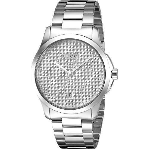 GUCCI G-Timeless Quarz Uhr YA126459 mit 38 mm Edelstahl Gehäuse und Faltschließe
