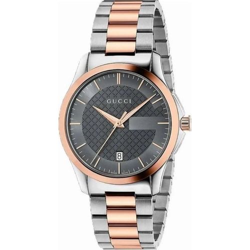 Gucci G-Timeless Uni Quarz Armbanduhr aus Edelstahl 38 mm mit Faltschließe YA126446