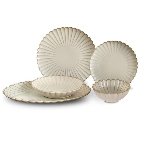 Kombiservice Paris, Perlmutt, Keramik, 25-teilig, 30x10x30 cm, Grüner Punkt, Essen & Trinken, Geschirr, Geschirr-Sets, Kombiservice