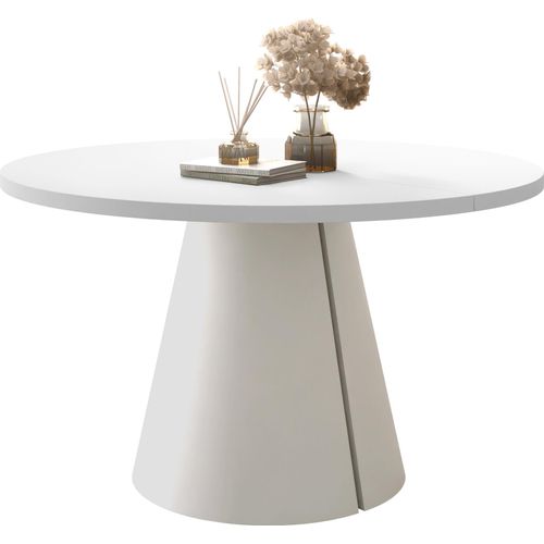 MIRJAN24 Tisch Calma 100, Esszimmer Tisch, Beine aus Stahl (Farbe: Cashmere / Arktisches Weiß)