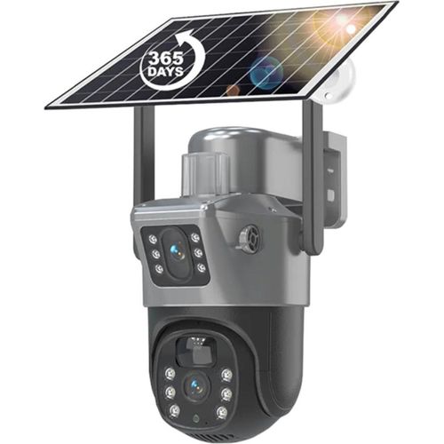 INF Solar Kamera mit Dual-Objektiv: WiFi CCTV mit 128GB Speicherkarte Schwarz
