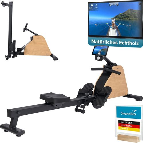 Skandika Rudergerät für Zuhause klappbar Treliv P6 | Rudergeräte Krafttraining, Rahmen aus Eisen, MDF Holz Design, Magnetbremse, 16 Stufen