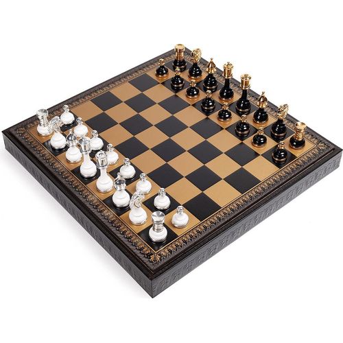 Italfama 3-in-1 Set 48x48cm 24K Gold Silber 925 Schach+Dame