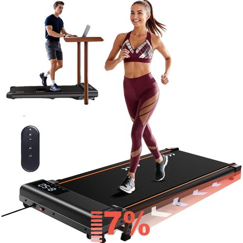 Walking Pad Laufband, 1-6 km/h Geschwindigkeit, verstellbare Steigung 0-7%, 110 kg Tragfähigkeit, mehrschichtiger Laufgurt, faltbares Design