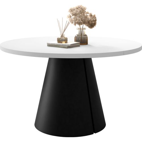 MIRJAN24 Tisch Calma 100, Esszimmer Tisch, Beine aus Stahl (Farbe: Schwarz / Arktisches Weiß)
