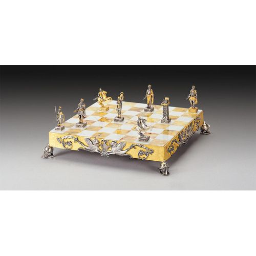 Italfama Roman Empire Chess Set 24K Gold & Onyx 34cm Bronze