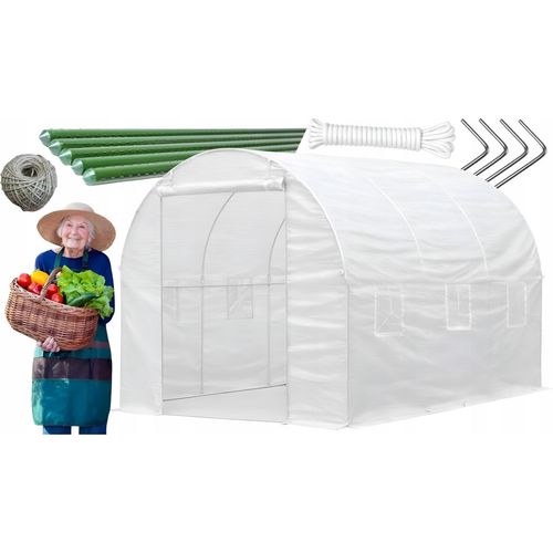 Ekspand | Gewächshaus Tunnel - 2 × 3,5 m - Weiß - Stabiler Rahmen - Ideal für Gartenpflanzen