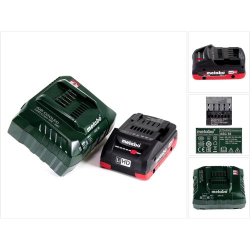 Metabo Akku Basis Set 18V mit 1x Akku LiHD 4,0Ah ( 625367000 ) + Ladegerät ASC 55 ( 627044000 ) Folgemodell vom ASC 30-36