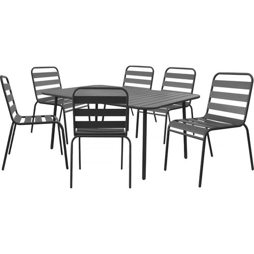 Gartenmöbel-Set "Bilbao" aus Metall - 6 Sitzplätze - Grau