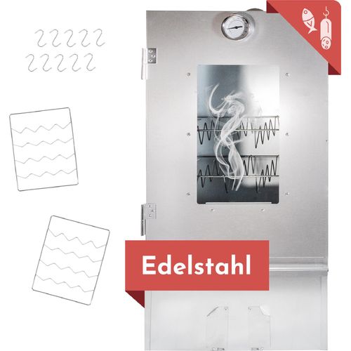 Räucherofen 80 cm hoch Edelstahl, Räucherschrank mit 3 Etagen