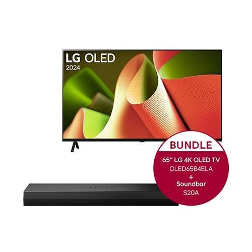 LG 65″ OLED AI B4 4K Smart TV + 2.0 Kanal TV Soundbar S20A mit Dolby Digital und DTS Surround OLED65B4ELA.S20A