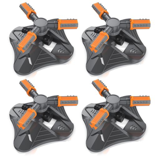 Brandson 4x Kreisregner Garten Sprinkler, 360° Rasensprenger, 3 Arm Rasensnsprikler rotierend, 21 cm lang, Sprenger Bewässerungssystem, Bewässerungsanlagen, Gardena kompatibel