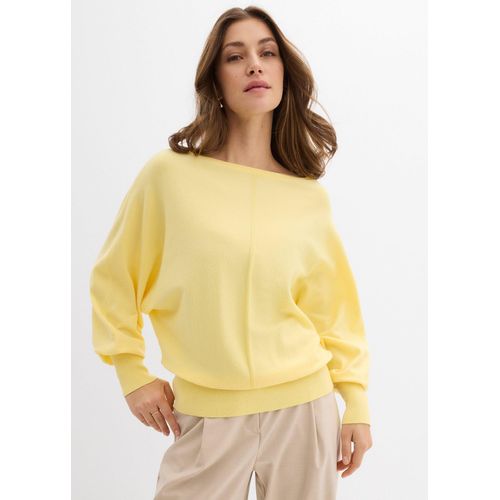 bonprix Pullover mit Fledermausärmeln, gelb, Gr.52/54 (XXL), eleganter Pullover mit Fledermausärmeln