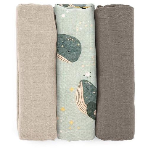 Petite&Mars Moussy stoffen luiers Whale Song 68 x 68 cm 3 st