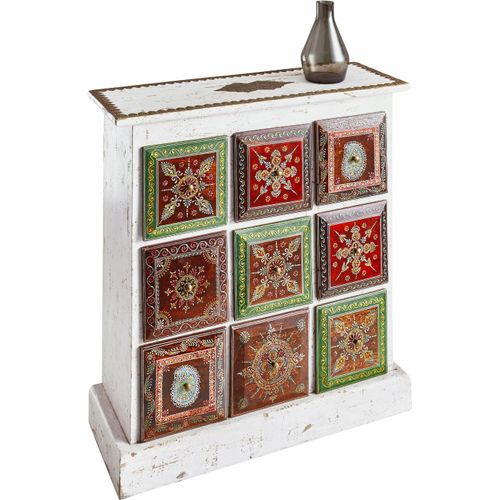 Kommode OTTO HOME "Vivek", bunt (antik weiß, bunt), B:68cm H:70cm T:23cm, Sideboards, Kommode, Breite 68 cm