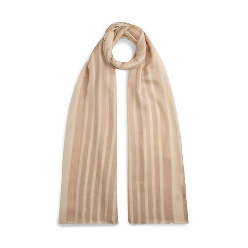 Modeschal TOMMY HILFIGER "ELEVATED CHIC", Damen, classic beige, Web, Baumwollmischung, gestreift, Modetücher Modeschal, Einheitsgröße