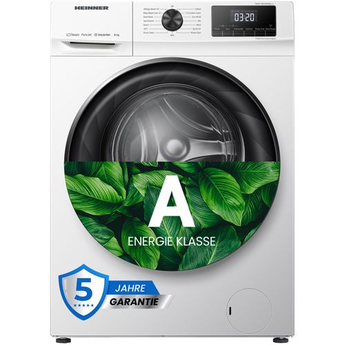 Heinner HWM-H8014INVA Waschmaschine 8 kg, 1400 U/min, ,Dampfprogramm, Weiß