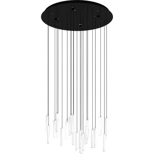 EGLO LED Hängelampe Sardenara, Pendelleuchte Esstisch, Deckenlampe hängend dimmbar, Stahl in schwarz, Glas mit Lufteinschlüssen in klar, warmweiß