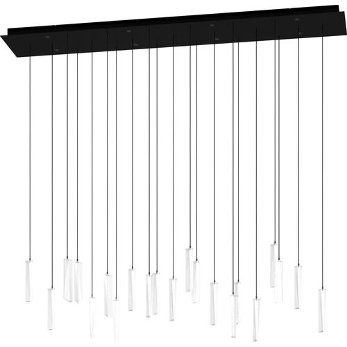 EGLO LED Hängelampe Sardenara, Pendelleuchte Esstisch, Deckenlampe hängend dimmbar, Stahl in schwarz, Glas mit Lufteinschlüssen in klar, warmweiß