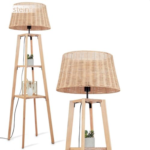 Dello Stehlampe aus Holz/Korbgeflecht in Naturfarben