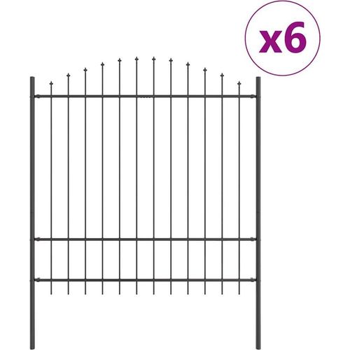Gartenzaun 6 pcs Grau 170 x 215 cm Pulverbeschichteter Stahl
