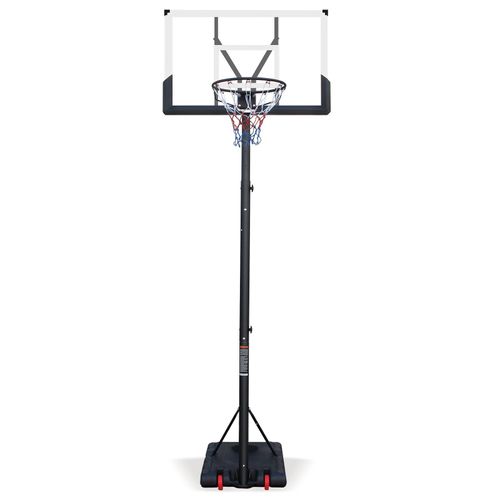 Basketballkorb für den Außenbereich, höhenverstellbar von 173,74 bis 304,8 cm, mit rostfreier Beschichtung, Rollen und weißem Siebdruckdesign