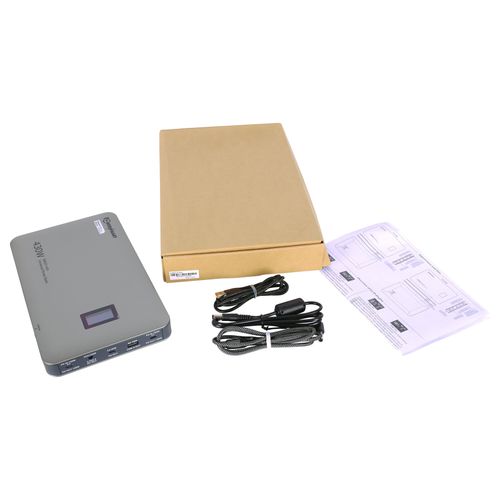 PowerSmart 430W Powerbank mit 3 USB-C-Anschlüssen, 1 DC-Anschluss und 1 USB-A-Anschluss. Kompatibel mit MacBook Pro/Air, iPhone