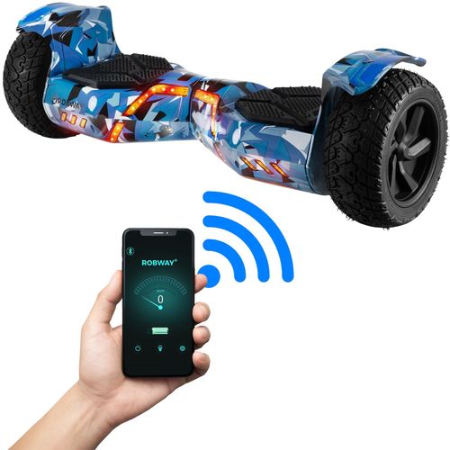 ROBWAY X2 Offroad-Hoverboard fürs Gelände, Erwachsene und Kinder, 8,5 Zoll, App, Bluetooth, 700 Watt (Navy Camo 2.0, Offroad)