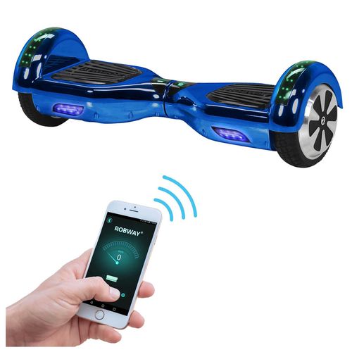 ROBWAY W1 Hoverboard für Erwachsene und Kinder, 6,5 Zoll, Self-Balance, Bluetooth, App, 700 Watt, LEDs (Blau Chrom 2.0)