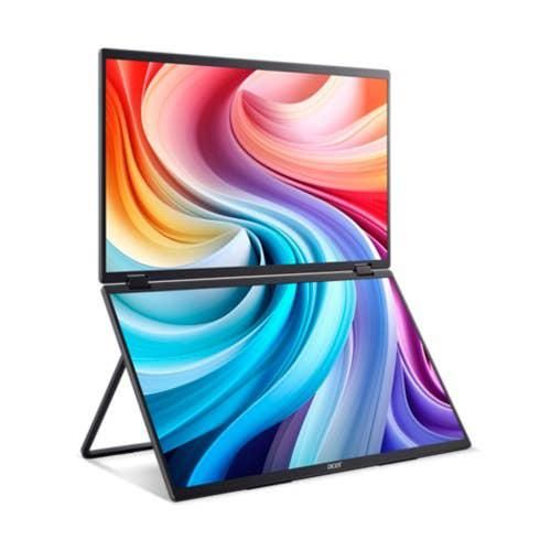 Acer PD3 PD193QE, Monitor, Dualer faltbarer tragbarer, 18.5" Full HD IPS, 100 Hz, Schwarz