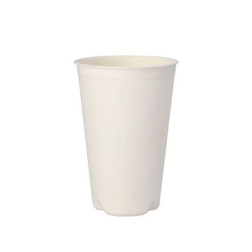 Papstar Zuckerrohr-Becher pure 0,4 l weiß, Bagasse, Ø 9 x H 13 cm, Mikrowelle 800 W, EN 13432, 50 Stück