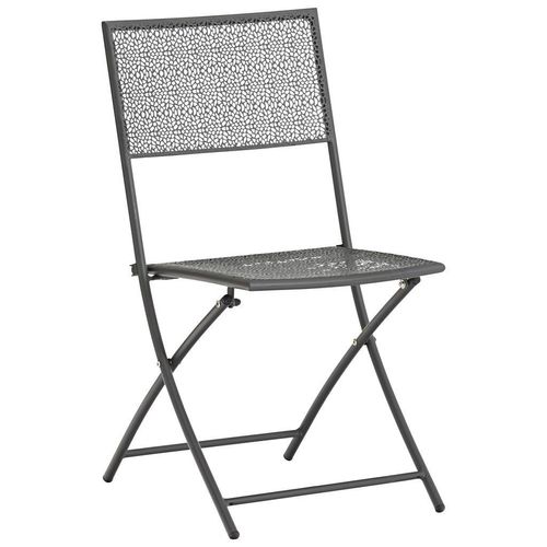 Ambia Garden Gartenklappstuhl , Anthrazit , Metall , Rundrohr, X-Form , 45x50x85 cm , klappbar , Gartenmöbel, Gartenstühle, Gartenklappstühle